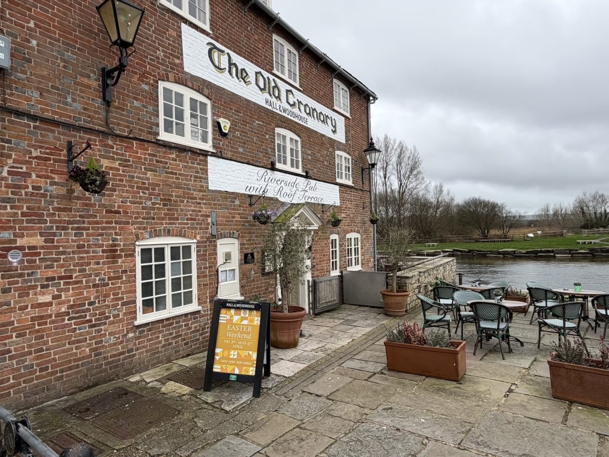 Exterior shot of The Old Granary Pub and outside seating area