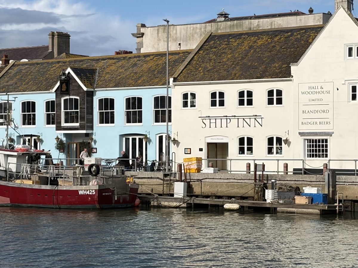 Exterior harbourside view of The Ship Inn, Weymouth, Dorset