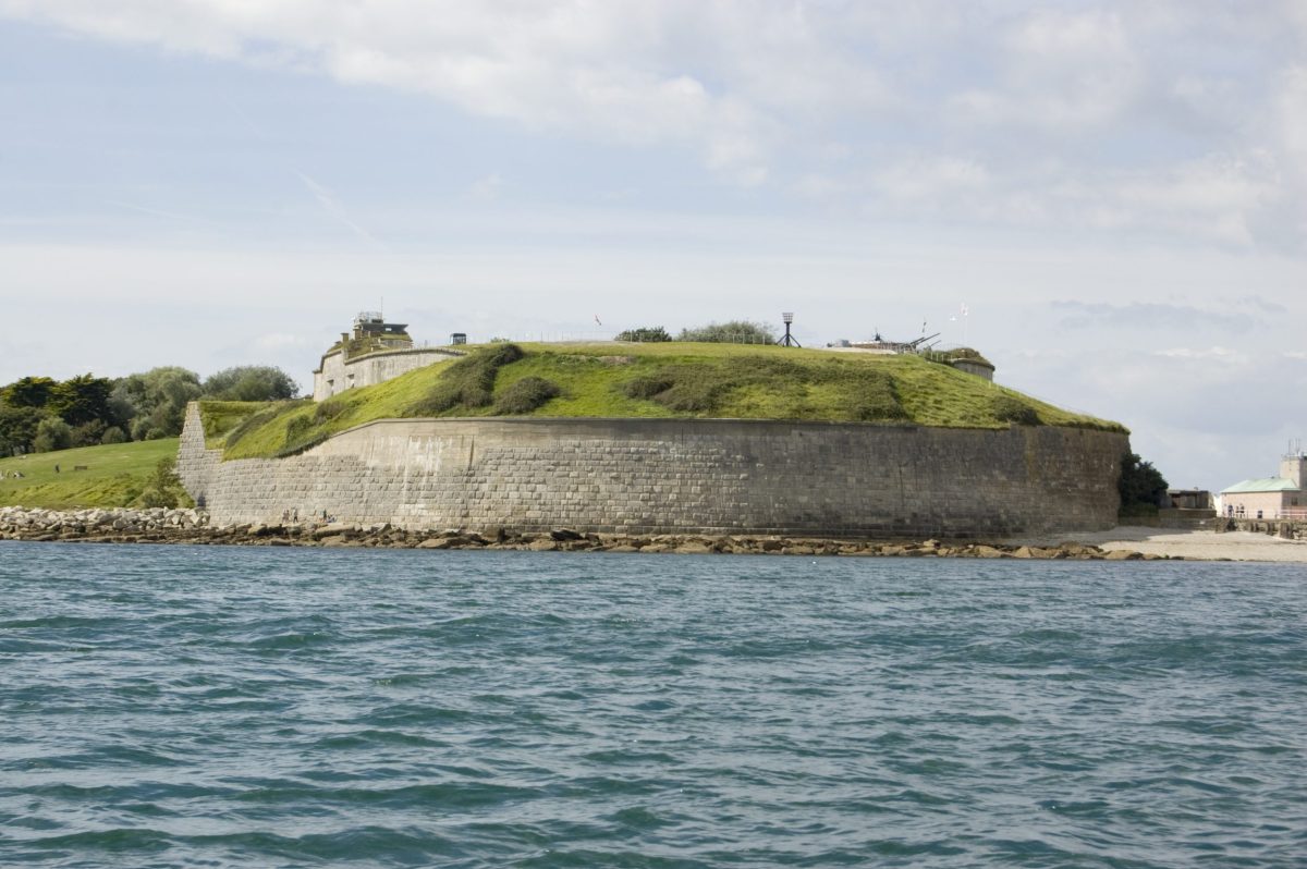 View of Nothe Fort, Weymouth, Dorset from the sea