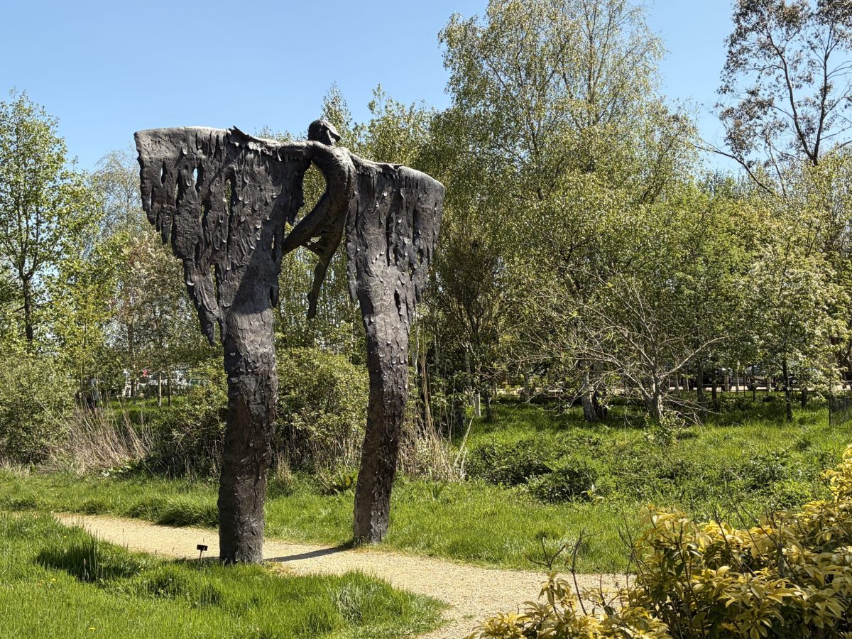 Expressionist human sculpture at Sculpture By The Lakes, near Dorchester, Dorset