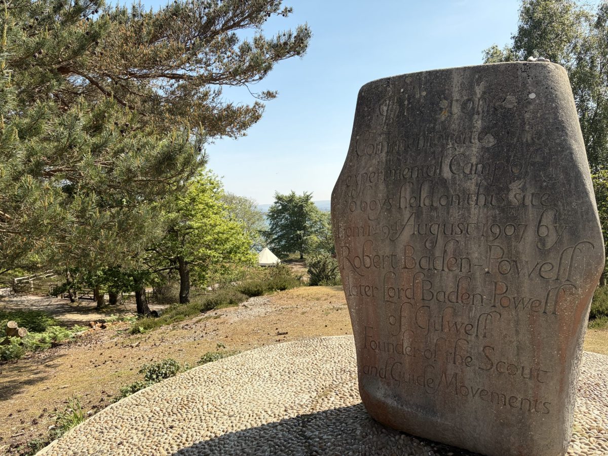 Commemorative Scout Stone on Brownsea Island marking the birthplace of the Scout movement.