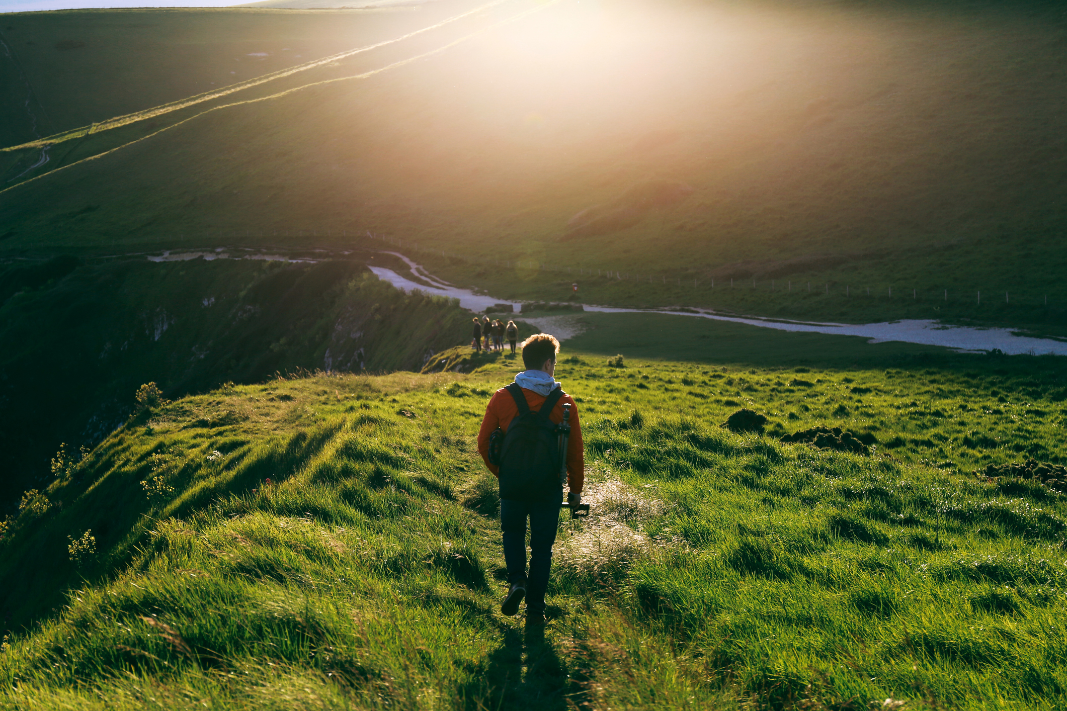 Walkers enjoying countryside trails near Abbotsbury in Dorset