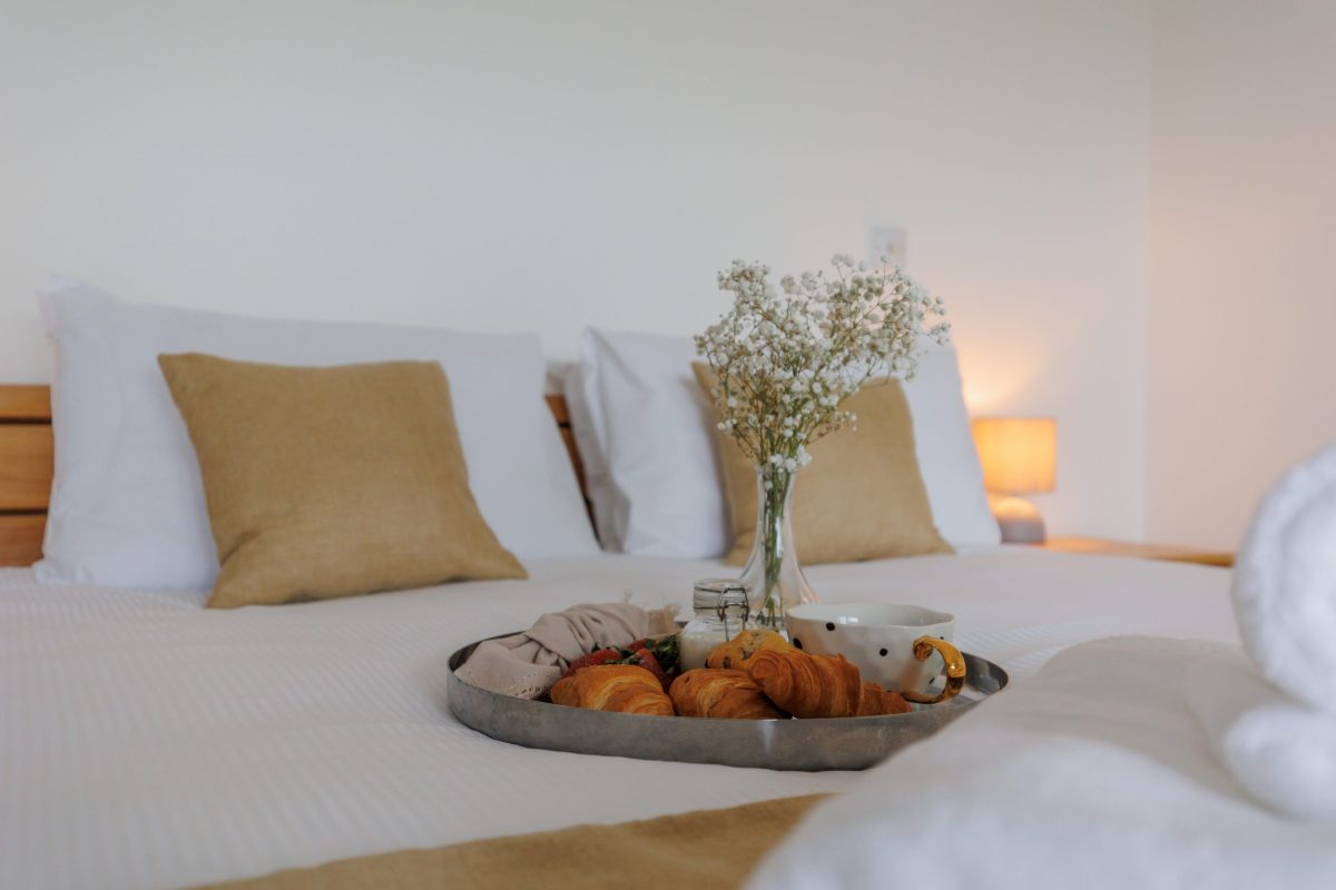 Breakfast in bed during a relaxing Dorset cottage break