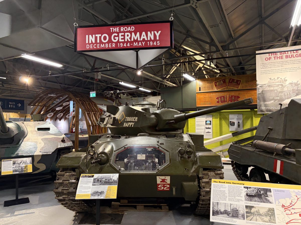 M24 Chaffee light tank displayed in the Road into Germany exhibition at The Tank Museum, Bovington