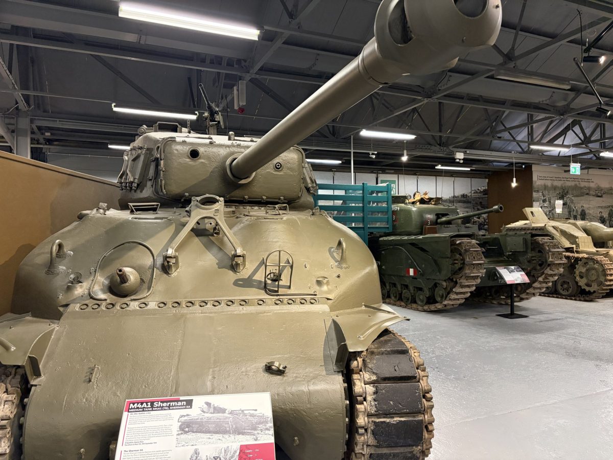 M4A1 Sherman tank on display at The Tank Museum in Bovington, Dorset