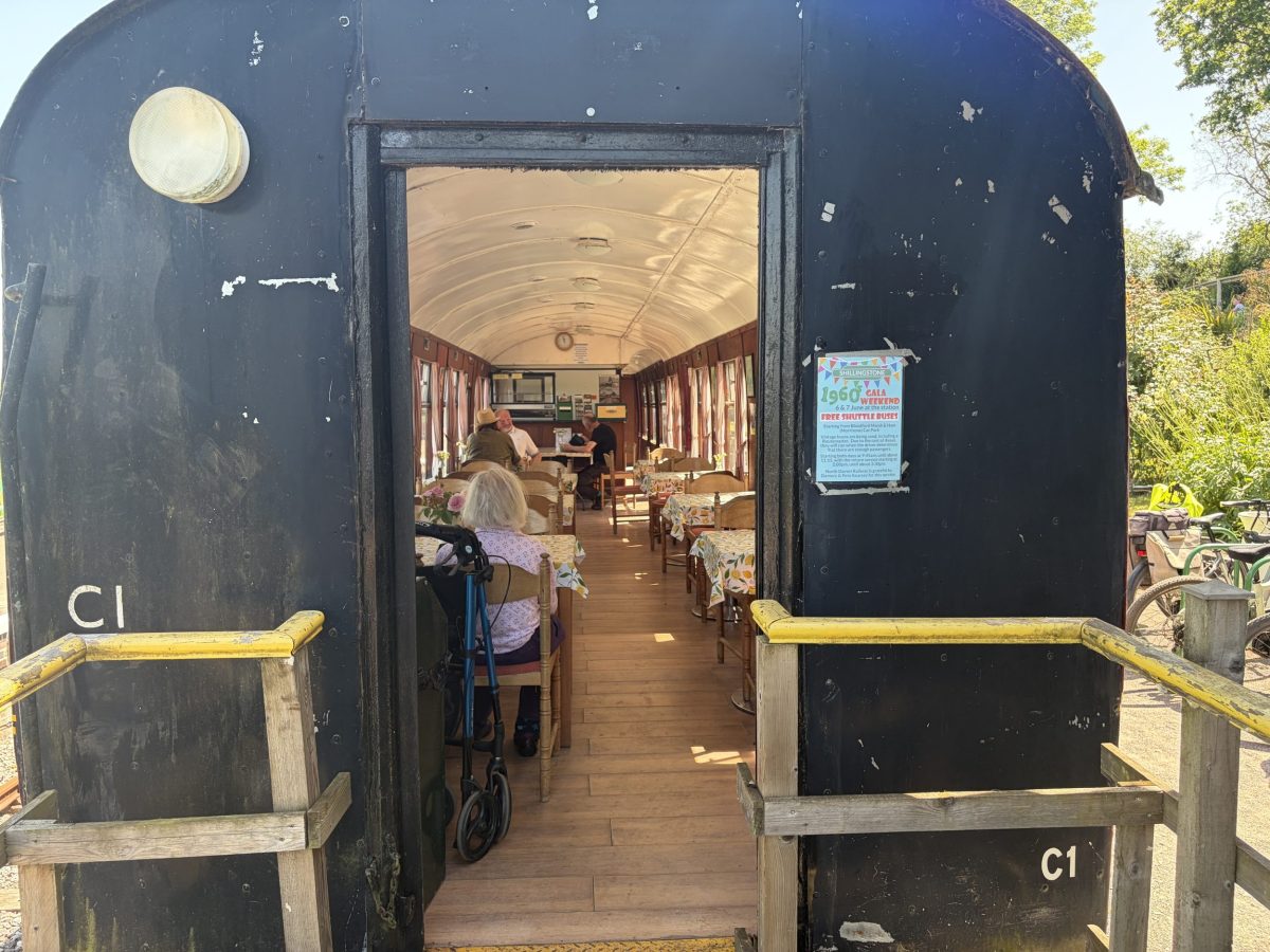 Restored railway carriage cafe at Shillingstone Railway Station in Dorset
