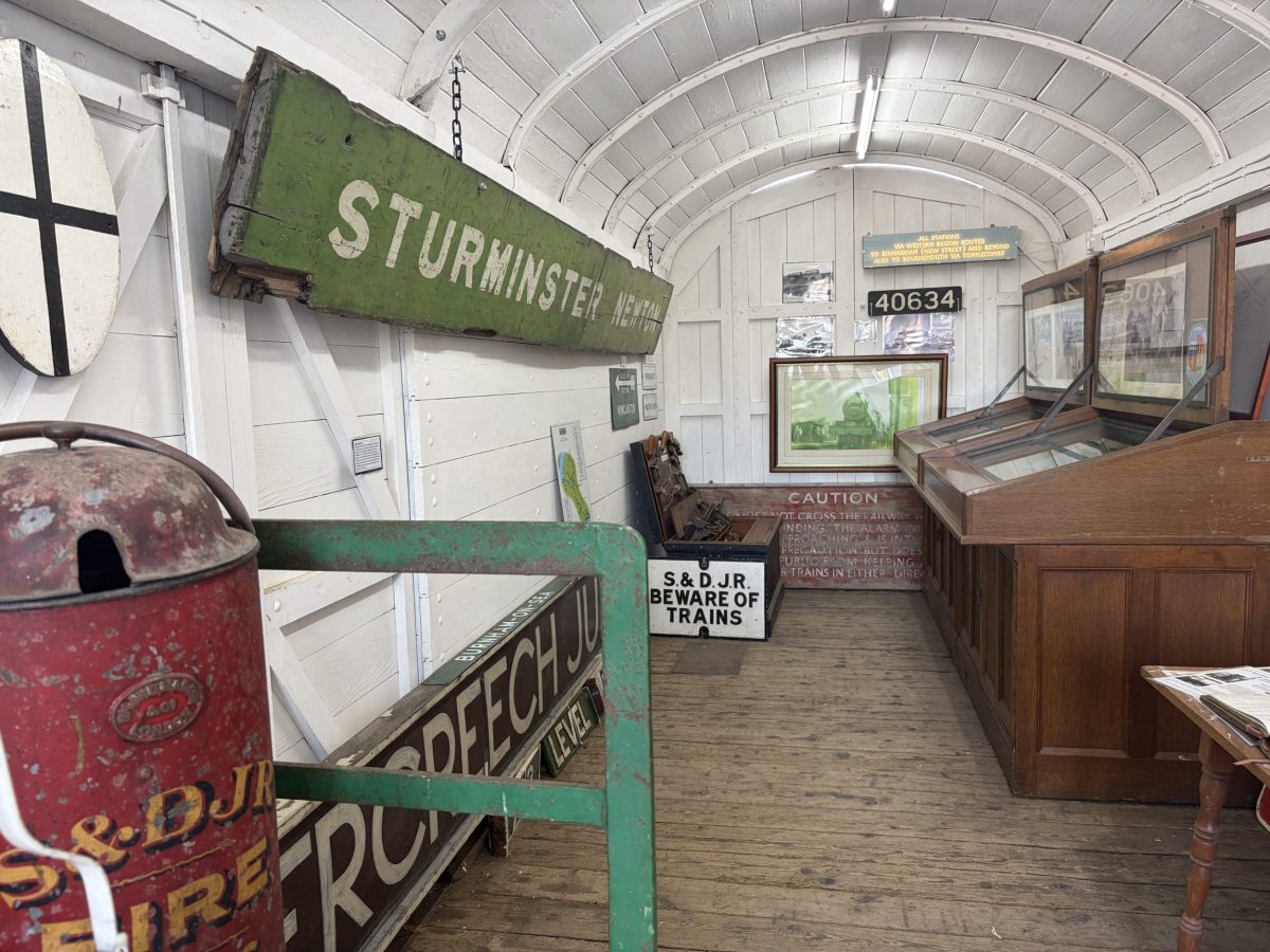 Museum display showcasing the history of Shillingstone Railway Station in Dorset