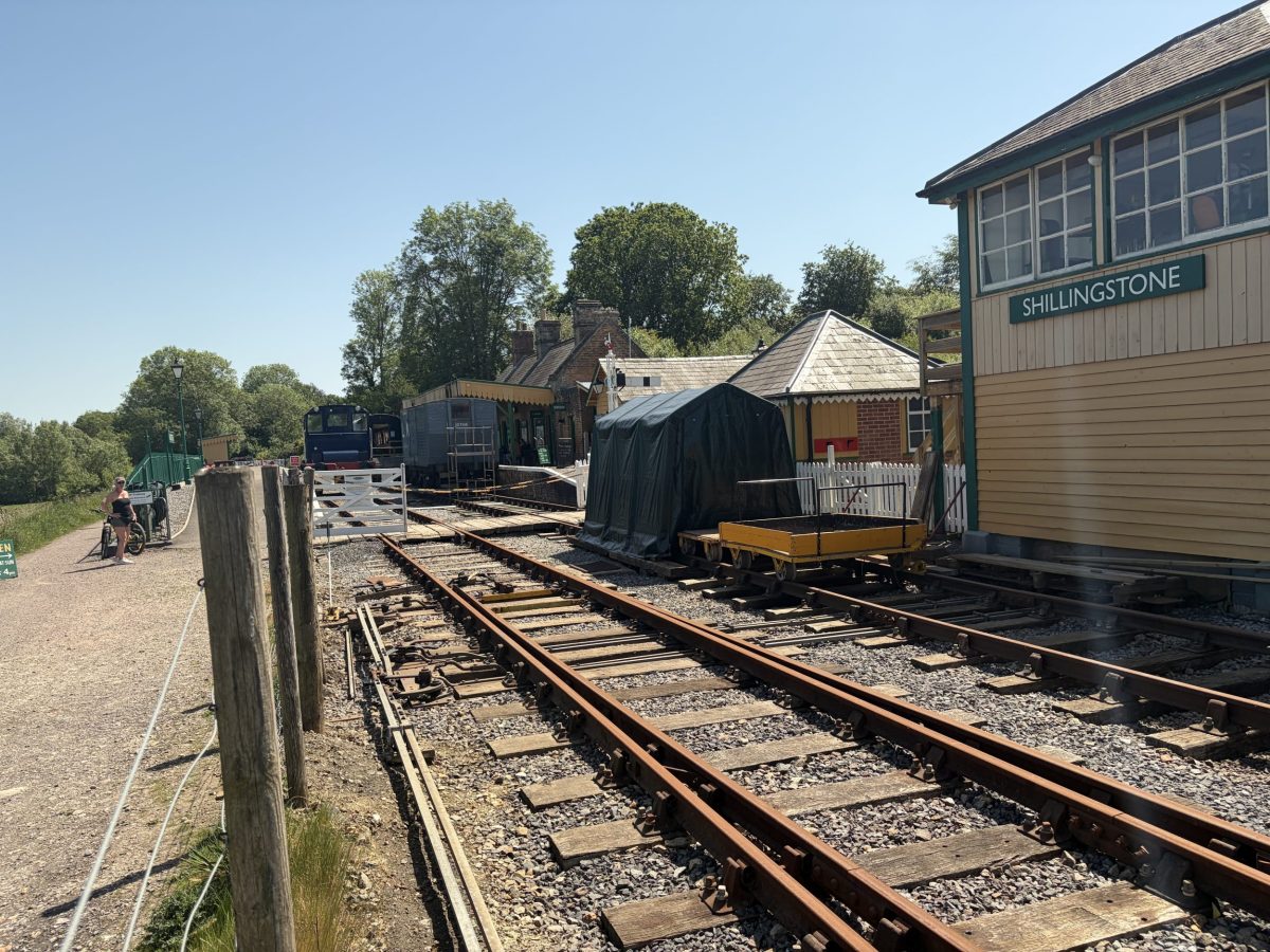 Historic railway track at Shillingstone Railway Station in Dorset