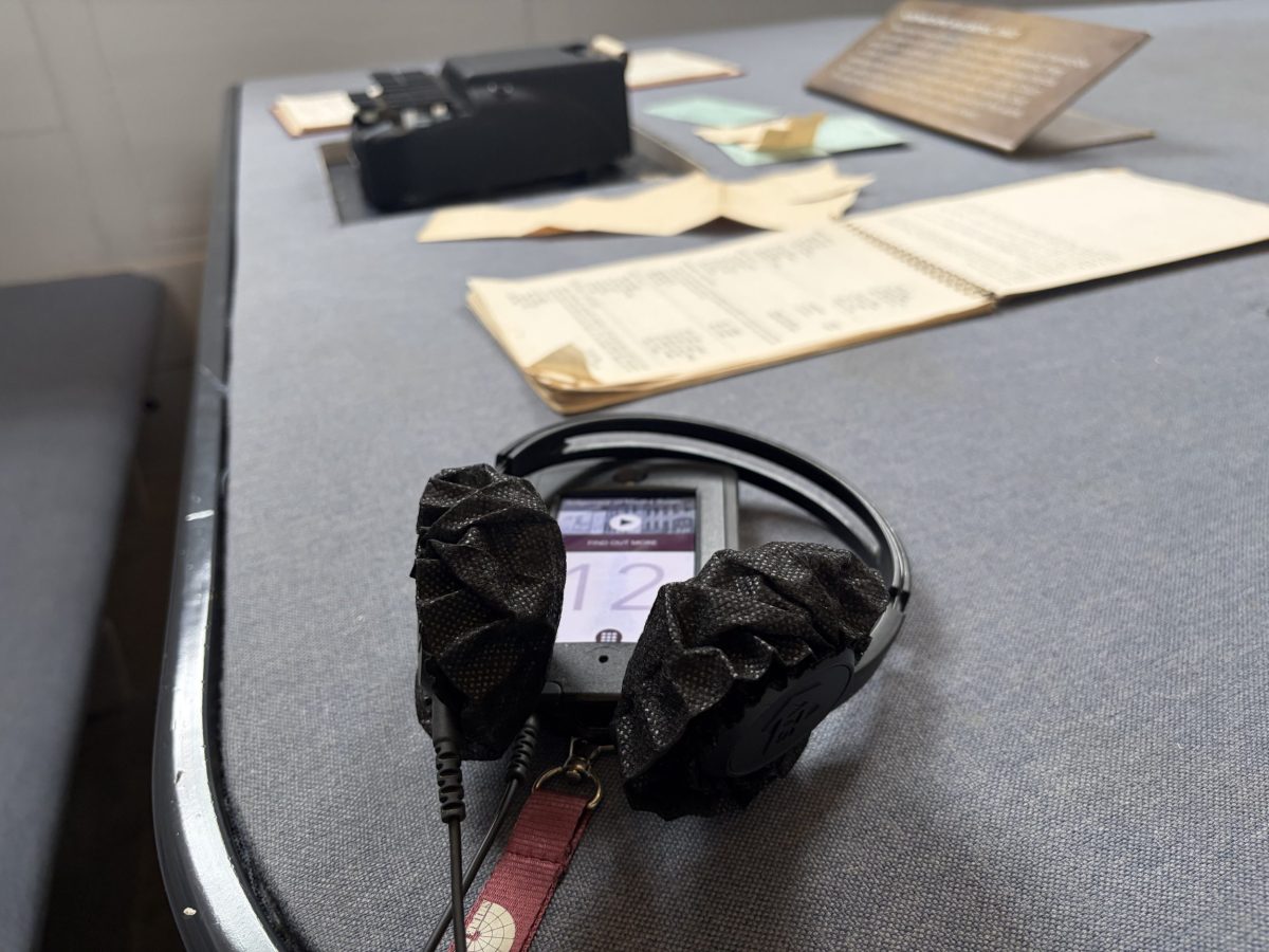 Audio guide headphones at Shire Hall Museum in Dorchester, Dorset