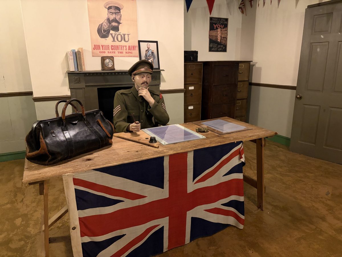 Recreated World War One recruitment office at The Tank Museum in Bovington