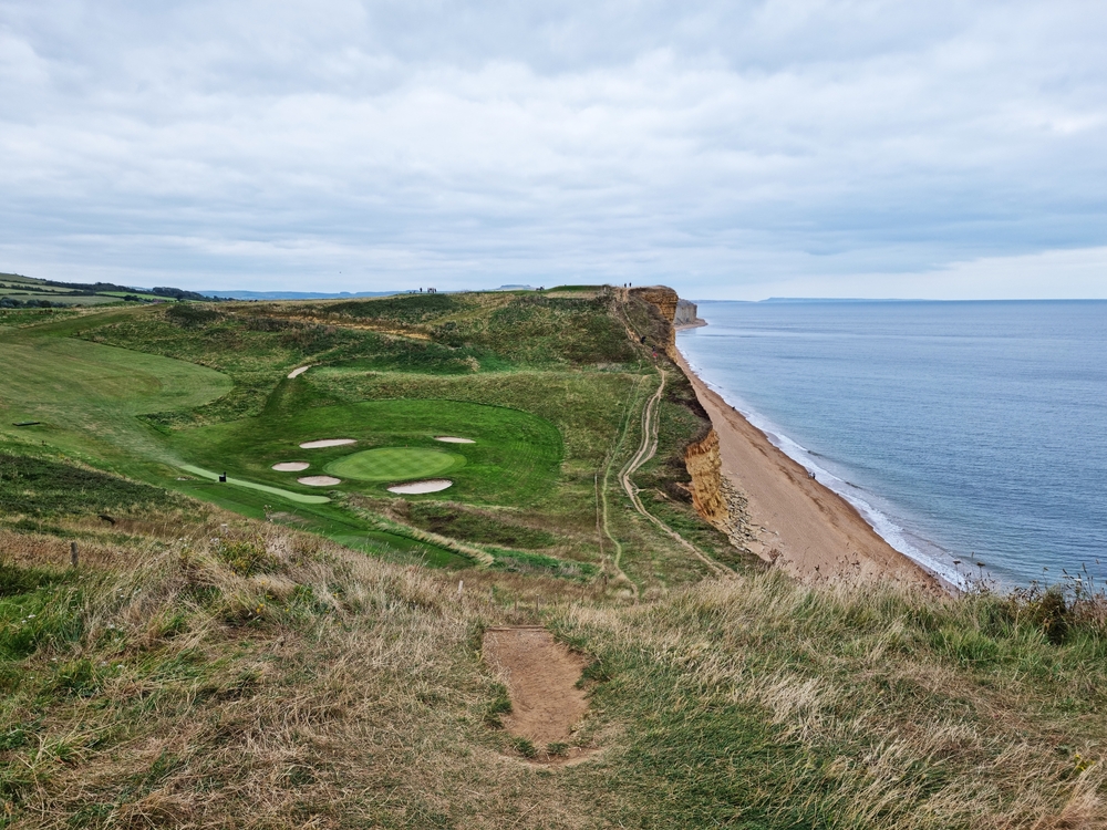 Bridport Golf Club overlooking West Bay and Dorset's Jurassic Coast.