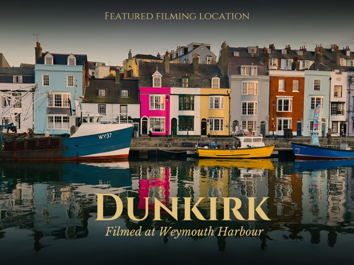 Movie-style poster featuring Dunkirk at Weymouth Harbour in Dorset.