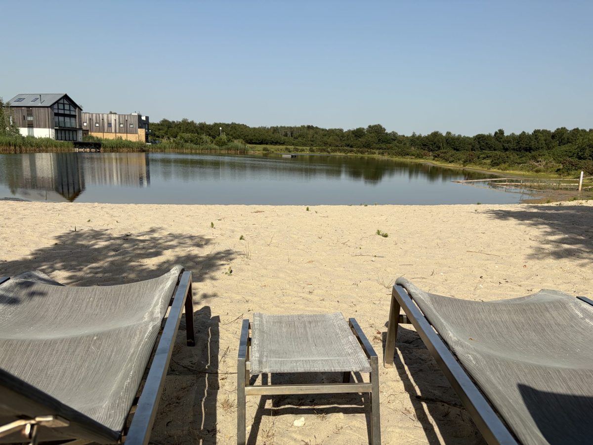 Private beach on the lakes at Silverlake Estate in Dorset.