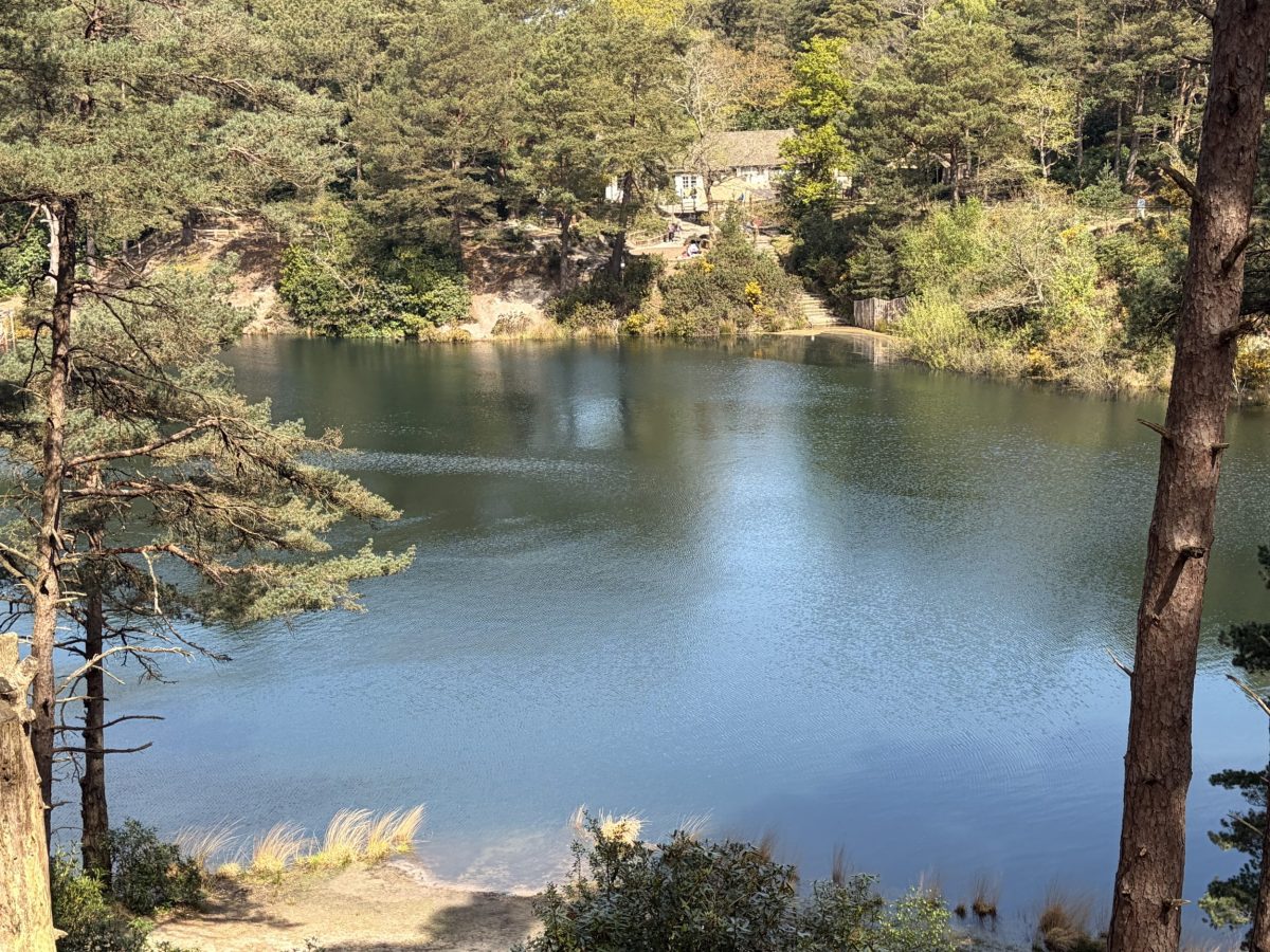 The sparkling blue water at The Blue Pool, Wareham, Dorset