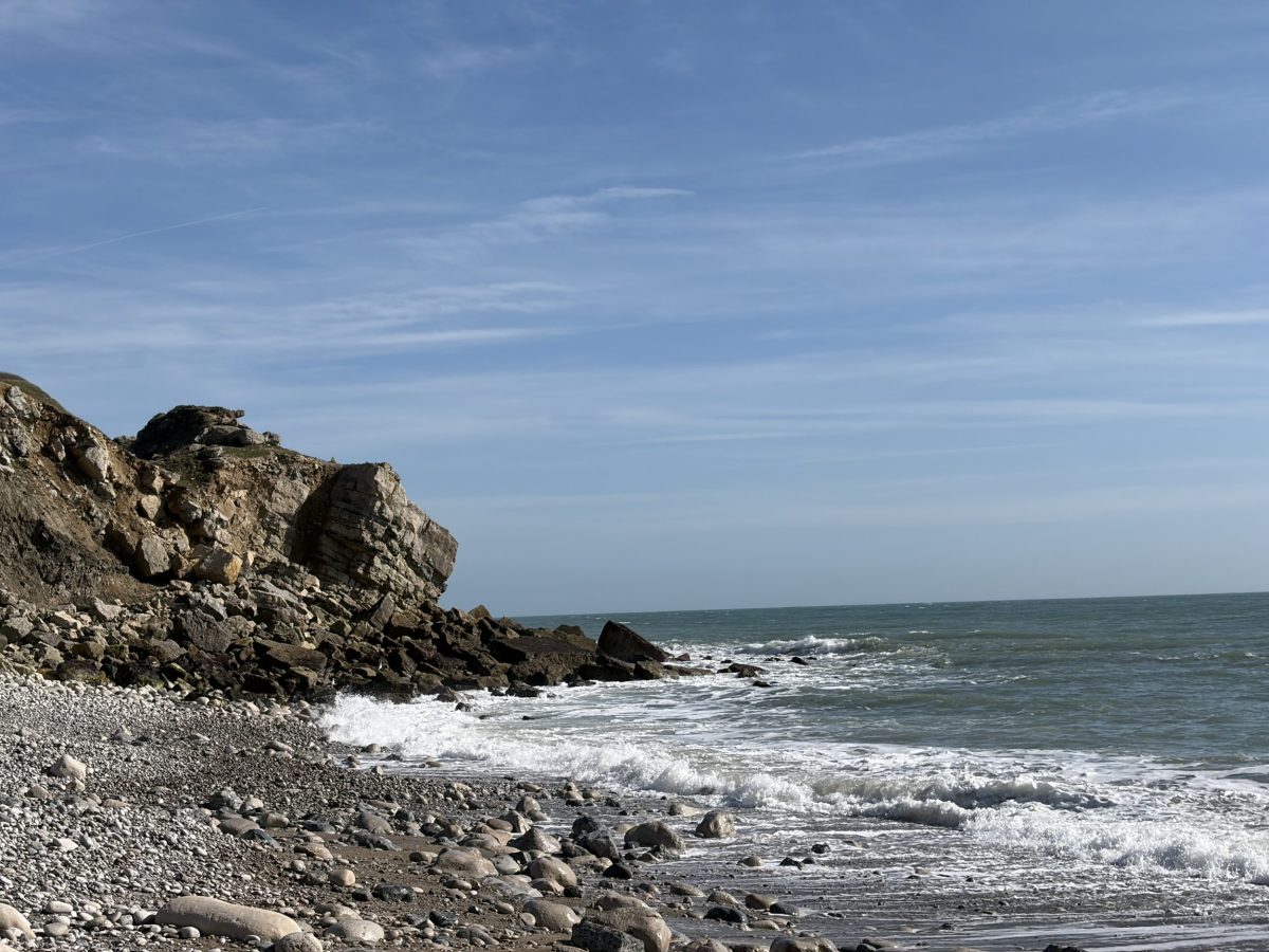 Sunny winter morning at Church Ope Cove on Portland, Dorset.