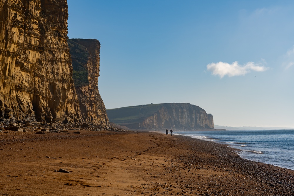 The beach and golden cliffs at West Bay, Dorset