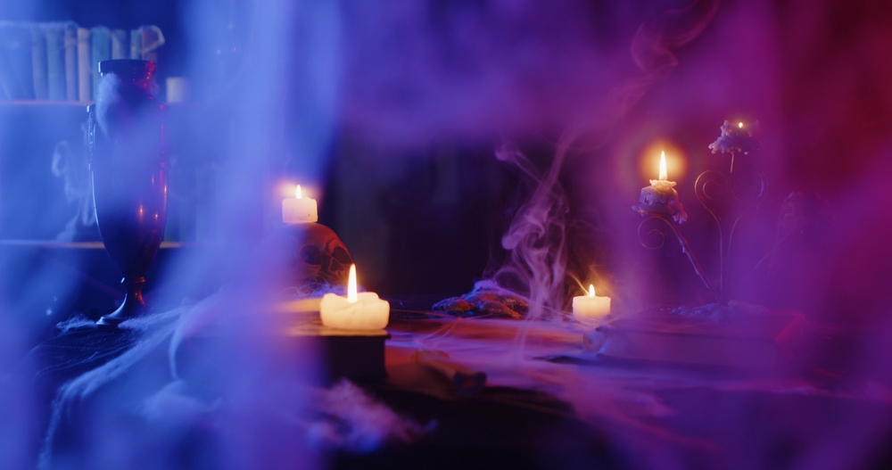 Dark and spooky Halloween setting with an eerie atmosphere